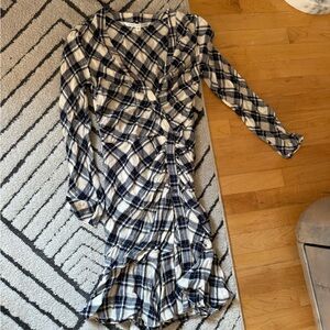 Veronica Beard Plaid Long Sleeve Dress